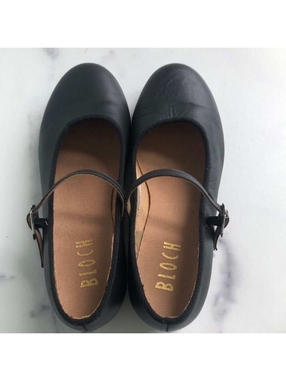Bloch Black Leather Mary Jane Strap Tap Shoes Techno Tap Size 5.5 US